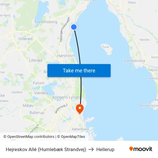 Hejreskov Allé (Humlebæk Strandvej) to Hellerup map