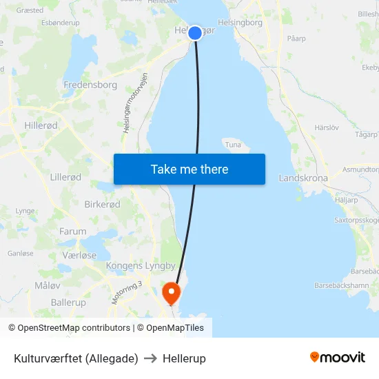 Kulturværftet (Allegade) to Hellerup map