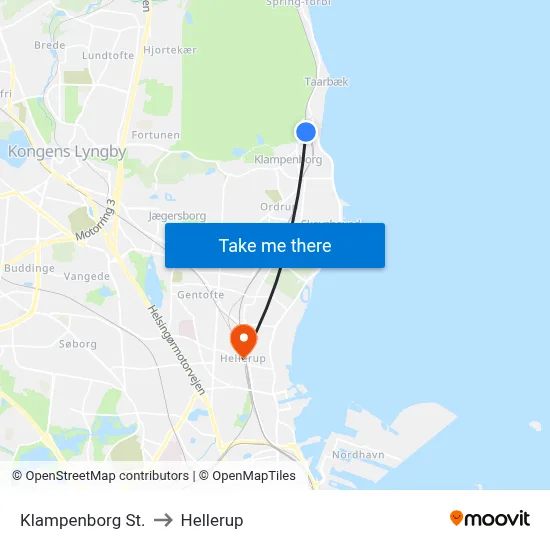Klampenborg St. to Hellerup map