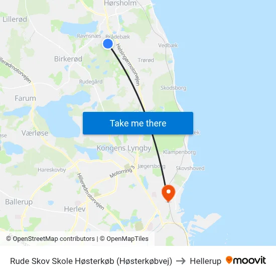 Rude Skov Skole Høsterkøb (Høsterkøbvej) to Hellerup map
