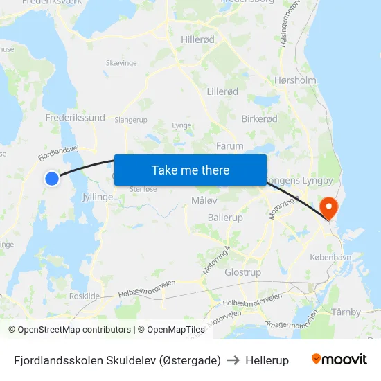 Fjordlandsskolen Skuldelev (Østergade) to Hellerup map