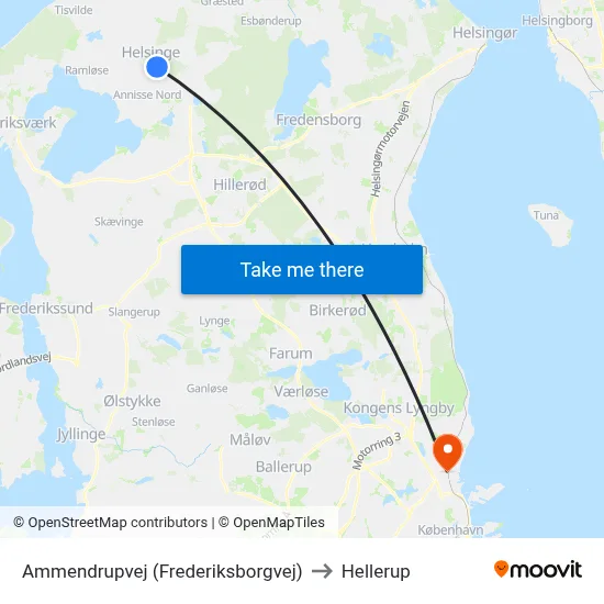 Ammendrupvej (Frederiksborgvej) to Hellerup map