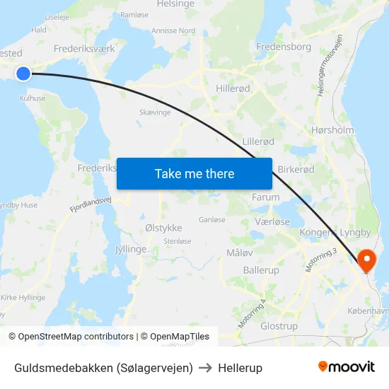 Guldsmedebakken (Sølagervejen) to Hellerup map