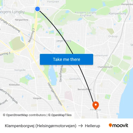 Klampenborgvej (Helsingørmotorvejen) to Hellerup map