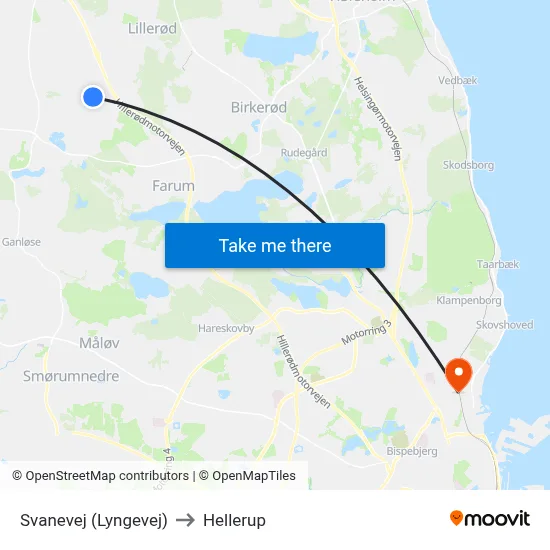 Svanevej (Lyngevej) to Hellerup map