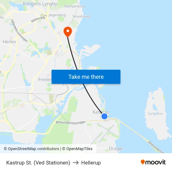 Kastrup St. (Ved Stationen) to Hellerup map