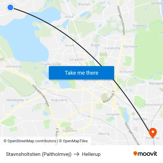 Stavnsholtstien (Paltholmvej) to Hellerup map