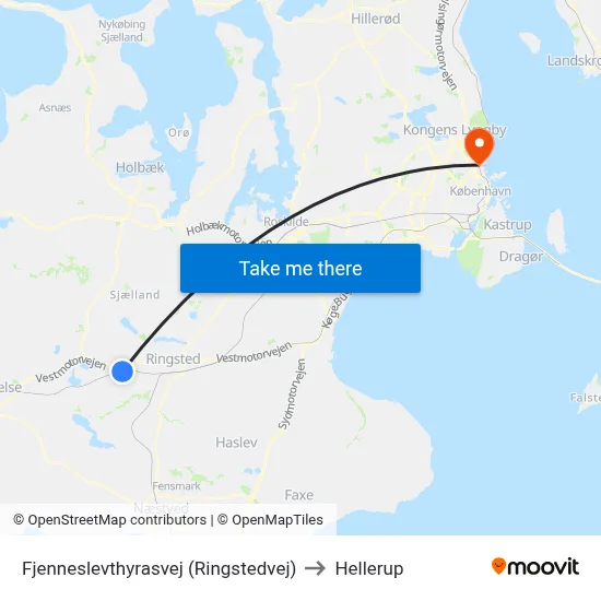 Fjenneslevthyrasvej (Ringstedvej) to Hellerup map