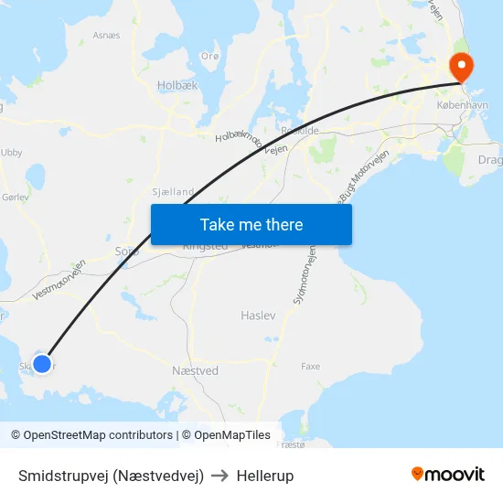 Smidstrupvej (Næstvedvej) to Hellerup map
