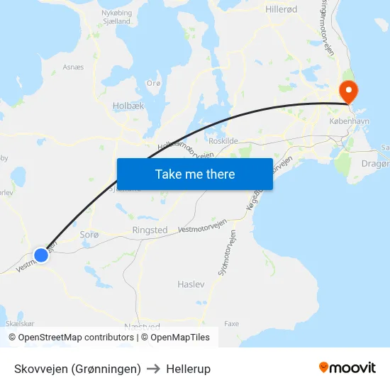 Skovvejen (Grønningen) to Hellerup map
