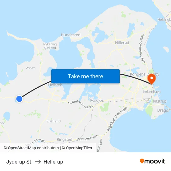 Jyderup St. to Hellerup map