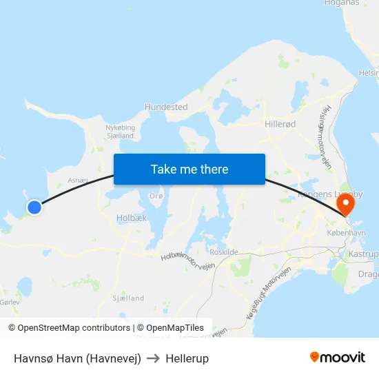 Havnsø Havn (Havnevej) to Hellerup map