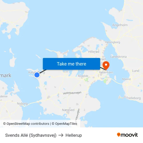 Svends Allé (Sydhavnsvej) to Hellerup map
