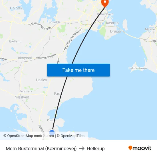 Mern Busterminal (Kærmindevej) to Hellerup map