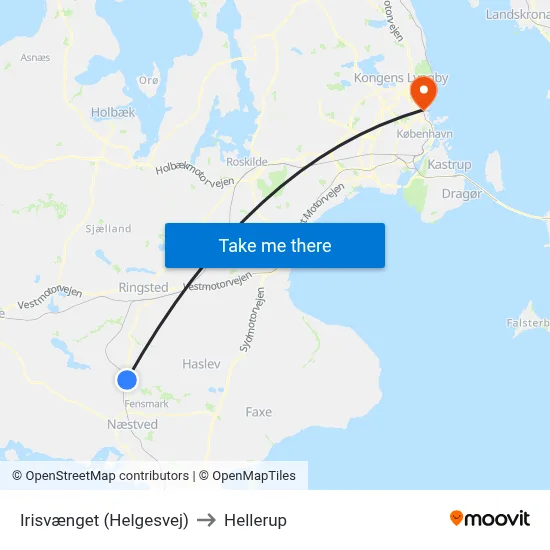 Irisvænget (Helgesvej) to Hellerup map