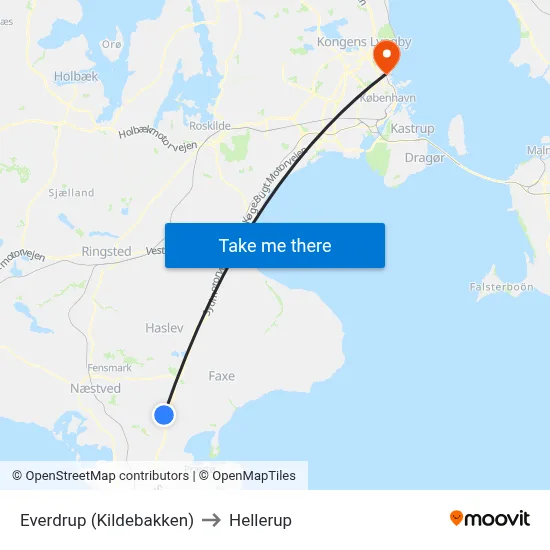 Everdrup (Kildebakken) to Hellerup map