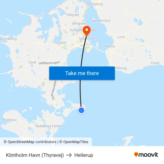 Klintholm Havn (Thyravej) to Hellerup map