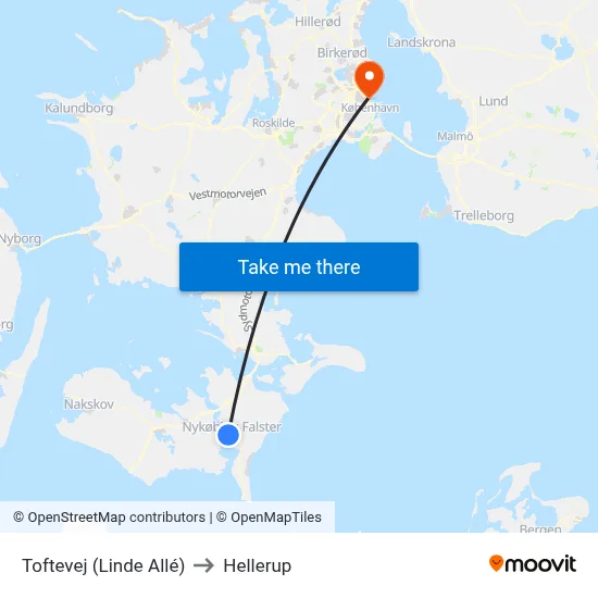 Toftevej (Linde Allé) to Hellerup map