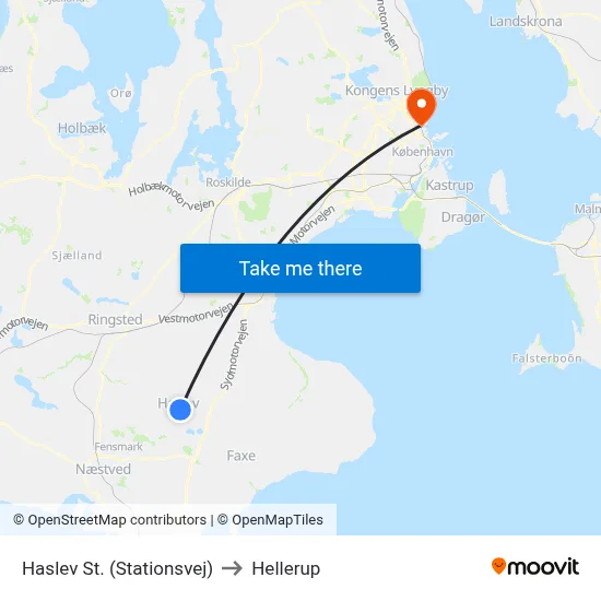 Haslev St. (Stationsvej) to Hellerup map
