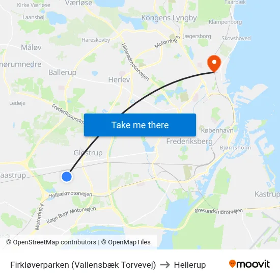Firkløverparken (Vallensbæk Torvevej) to Hellerup map