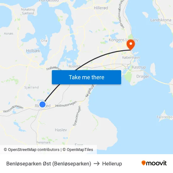 Benløseparken Øst (Benløseparken) to Hellerup map