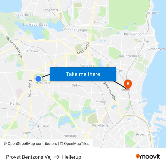 Provst Bentzons Vej to Hellerup map