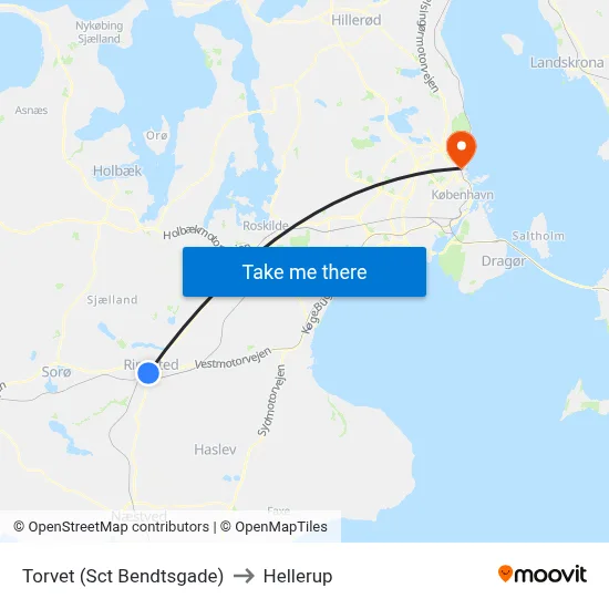 Torvet (Sct Bendtsgade) to Hellerup map