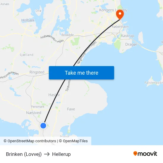 Brinken (Lovvej) to Hellerup map