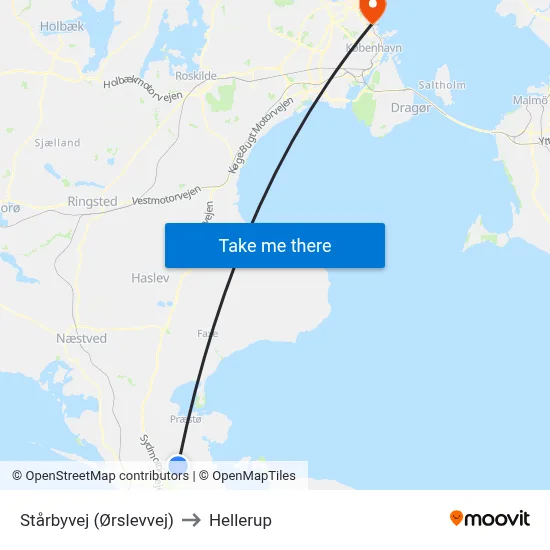 Stårbyvej (Ørslevvej) to Hellerup map