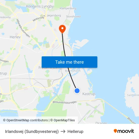 Irlandsvej (Sundbyvestervej) to Hellerup map