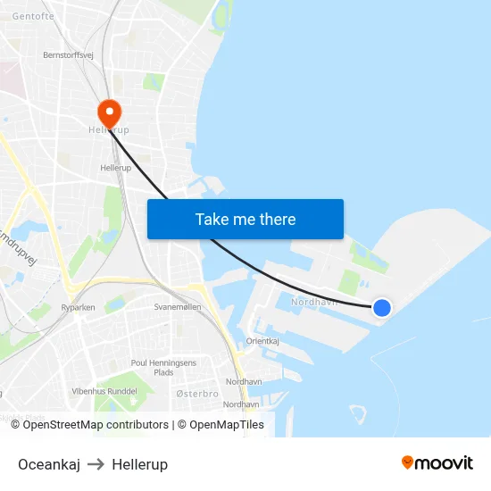 Oceankaj to Hellerup map