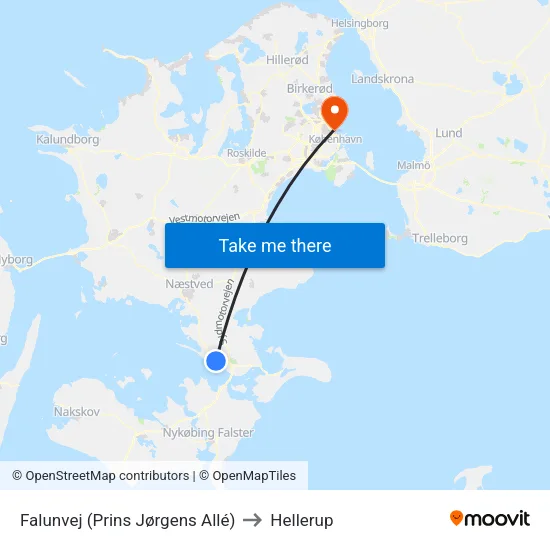 Falunvej (Prins Jørgens Allé) to Hellerup map