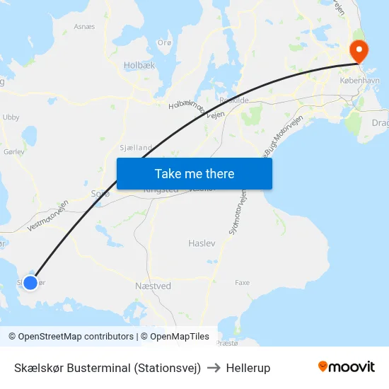 Skælskør Busterminal (Stationsvej) to Hellerup map