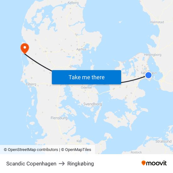 Scandic Copenhagen to Scandic Copenhagen map
