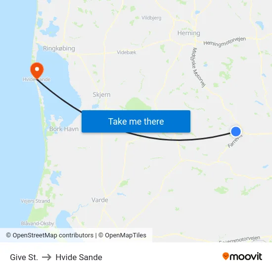 Give St. to Hvide Sande map
