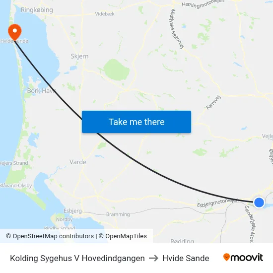 Kolding Sygehus V Hovedindgangen to Hvide Sande map
