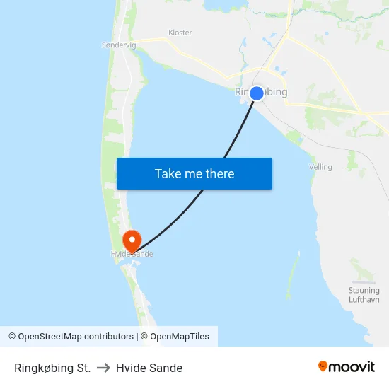 Ringkøbing St. to Hvide Sande map