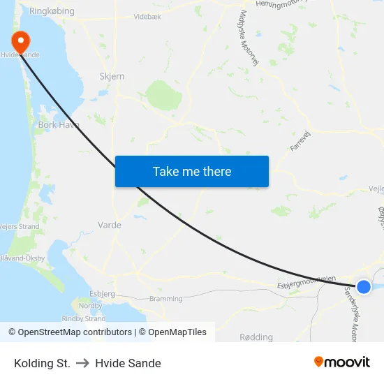 Kolding St. to Hvide Sande map