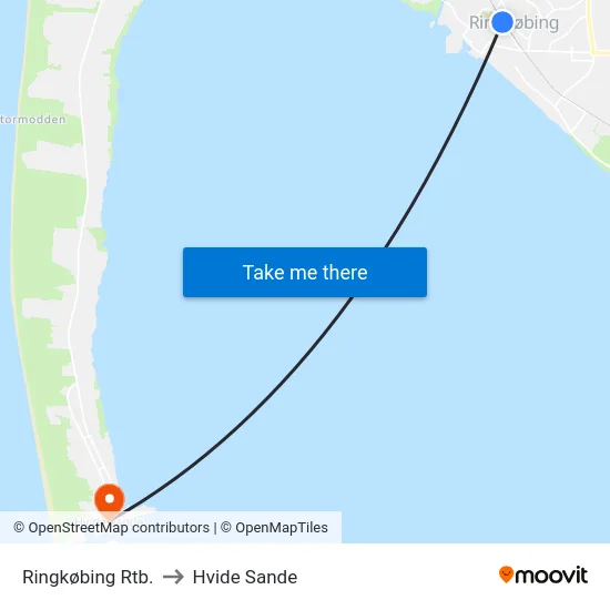 Ringkøbing Rtb. to Hvide Sande map
