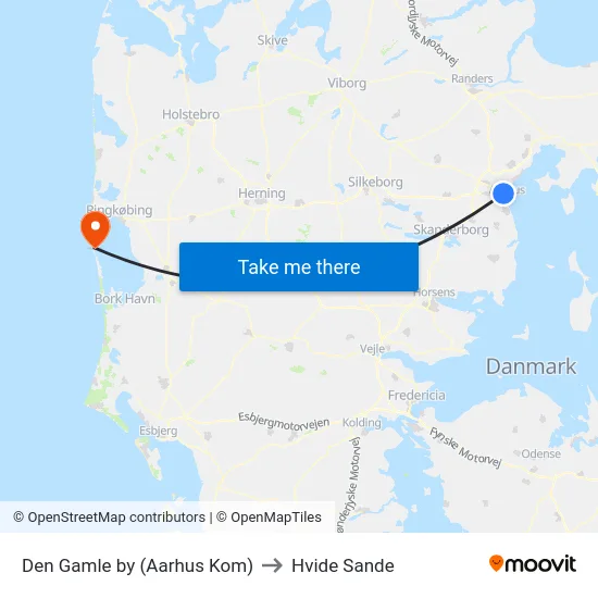 Den Gamle by (Aarhus Kom) to Hvide Sande map