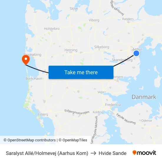 Saralyst Allé/Holmevej (Aarhus Kom) to Hvide Sande map