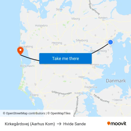 Kirkegårdsvej (Aarhus Kom) to Hvide Sande map