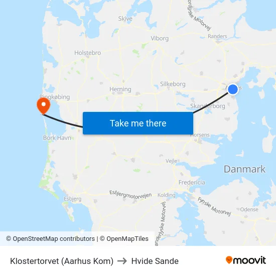 Klostertorvet (Aarhus Kom) to Hvide Sande map