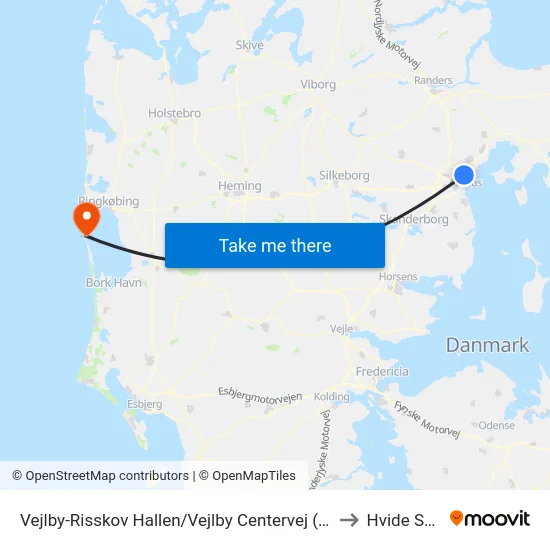 Vejlby-Risskov Hallen/Vejlby Centervej (Aarhus Kom to Hvide Sande map