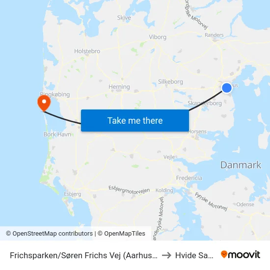 Frichsparken/Søren Frichs Vej (Aarhus Kom) to Hvide Sande map