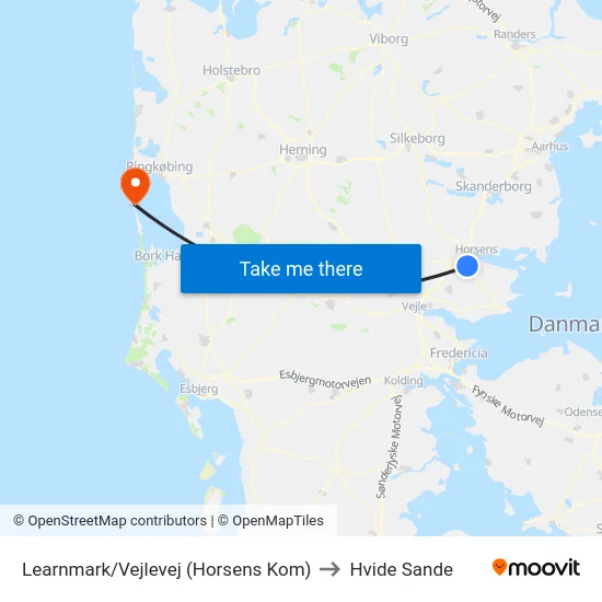Learnmark/Vejlevej (Horsens Kom) to Hvide Sande map