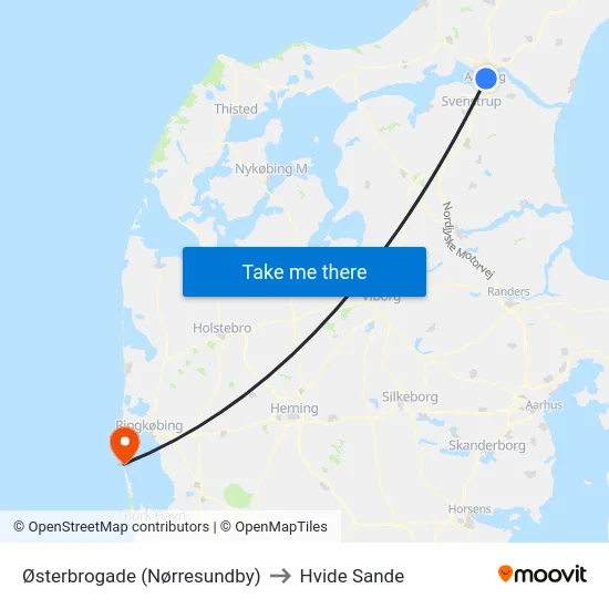 Østerbrogade (Nørresundby) to Hvide Sande map