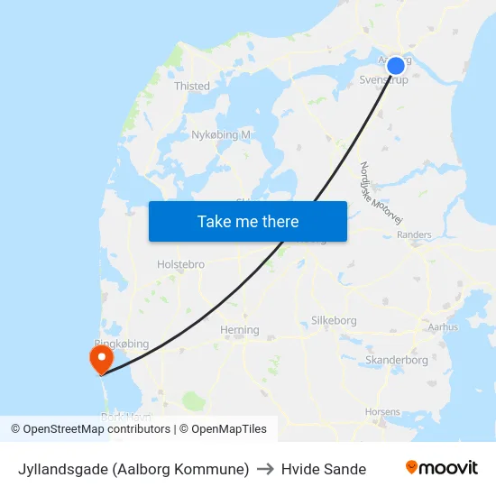 Jyllandsgade (Aalborg Kommune) to Hvide Sande map