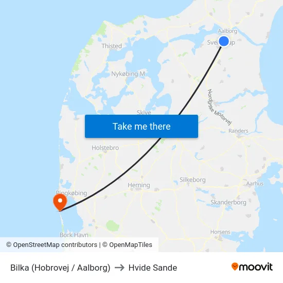 Bilka (Hobrovej / Aalborg) to Hvide Sande map