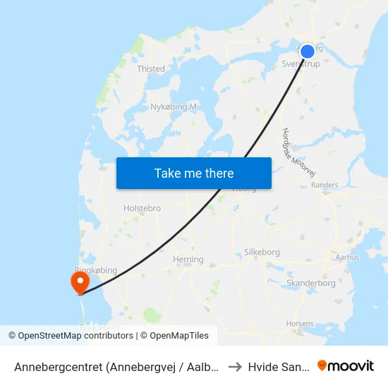 Annebergcentret (Annebergvej / Aalborg) to Hvide Sande map
